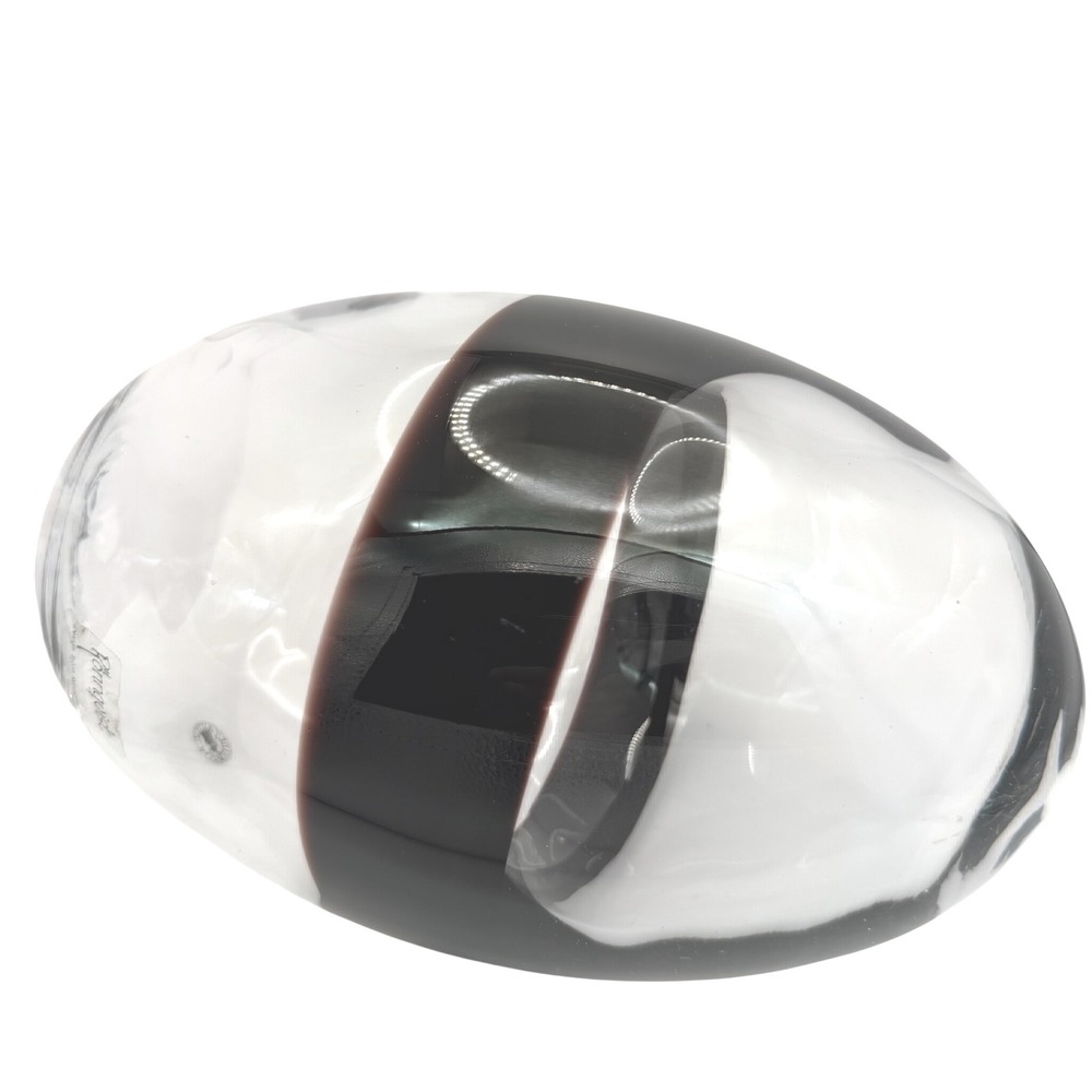 Bjorn Ronnquist Swedish Hand Blown Art‎ Glass Egg 9" Purple Stripe Label - Picture 2 of 12